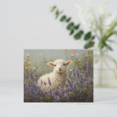 Schilderen van lamsvlees en lavendel briefkaart (Staand voorkant)