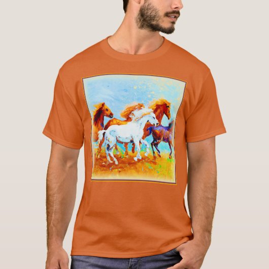 Schilderen van looppaarden. Bestel nu T-shirt (Voorkant)