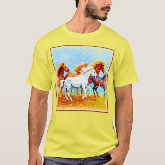 Schilderen van looppaarden. Bestel nu T-shirt (Voorkant)