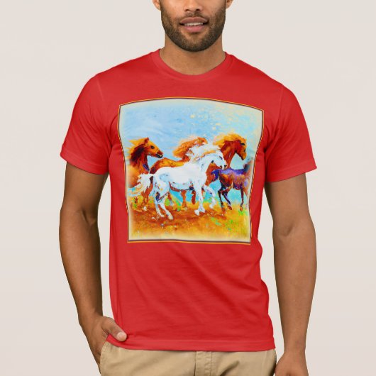 Schilderen van looppaarden. Bestel nu T-shirt (Voorkant)