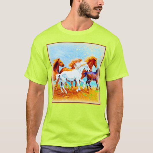 Schilderen van looppaarden. Bestel nu T-shirt (Voorkant)