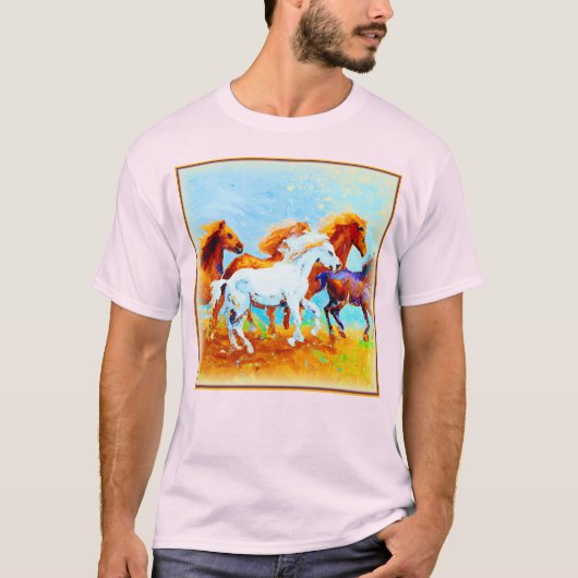 Schilderen van looppaarden. Bestel nu T-shirt (Voorkant)