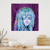 Schilderen van moderne jonge vrouw 2 poster (Keuken)