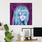 Schilderen van moderne jonge vrouw 2 poster (Thuiskantoor)