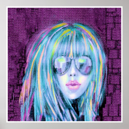 Schilderen van moderne jonge vrouw 2 poster