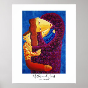 Schilderen van moeder en zonen poster