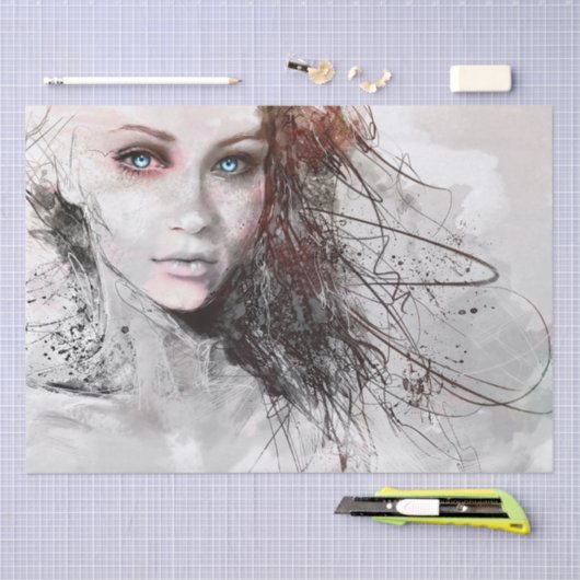 Schilderen van mooie vrouwen tissuepapier (Craft)