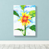 Schilderen van mooie zonnebloempjes waterverf canvas afdruk (Insitu (Houten vloer))