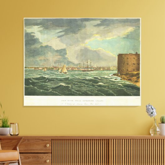 schilderen van New York City (1825) Canvas Afdruk (Insitu (Woonkamer))