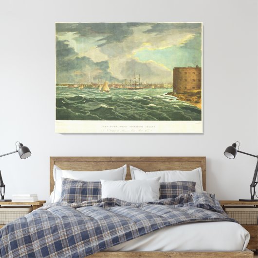 schilderen van New York City (1825) Canvas Afdruk (Insitu (Slaapkamer))