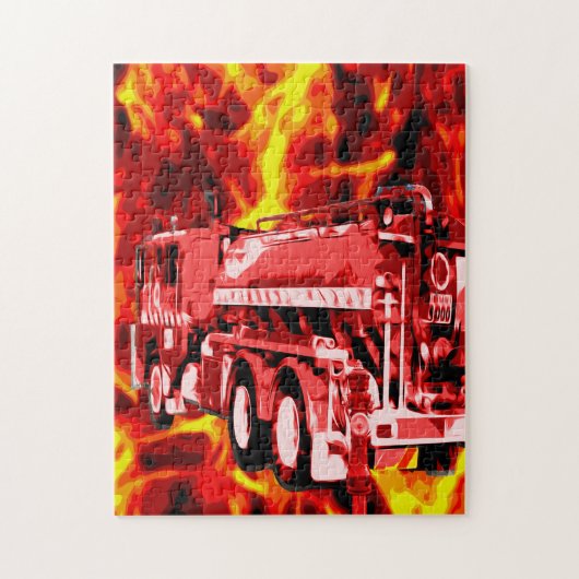 Schilderen van olie uit rode vuurmotoren; legpuzzel (Verticaal)