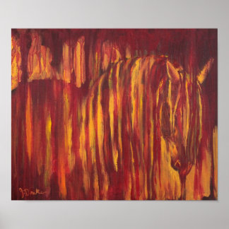 Schilderen van paarden met een onderdrukkend paard poster