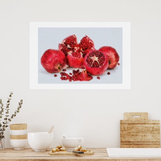 Schilderen van Pomegranaten Poster (Keuken)