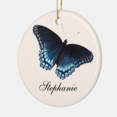 Schilderen van rode, gladde, dikkere, blauwe vlind keramisch ornament (Links)