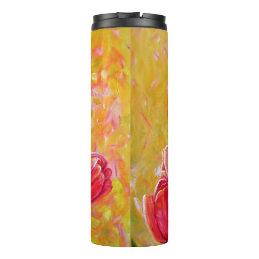 Schilderen van roze en rode tulpinstallatie thermosbeker (Achterkant)