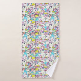 Schilderen van roze, gele en witte rozen badhanddoek