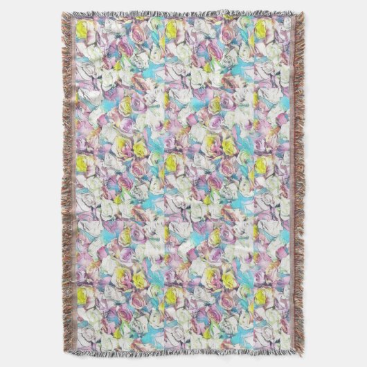 Schilderen van roze, gele en witte rozen deken (Voorkant Verticaal)