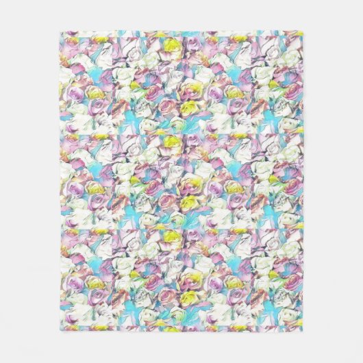 Schilderen van roze, gele en witte rozen fleece deken (Voorkant)