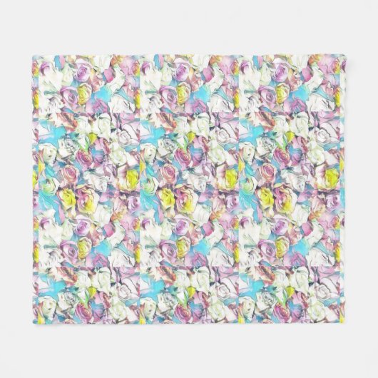 Schilderen van roze, gele en witte rozen fleece deken (Voorkant (Horizontaal))