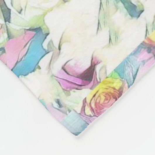 Schilderen van roze, gele en witte rozen fleece deken (Hoek)