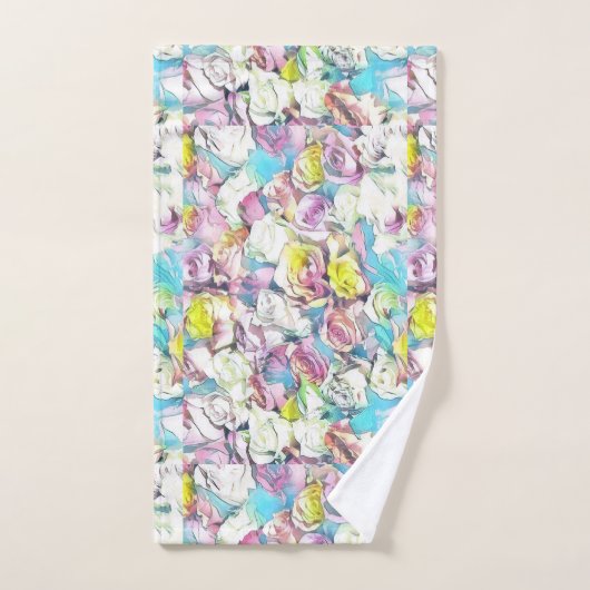Schilderen van roze, gele en witte rozen handdoek (Handdoek)