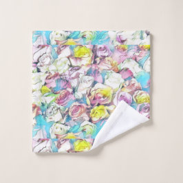 Schilderen van roze, gele en witte rozen, wasdoek washandje