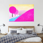 Schilderen van roze heuvels oorspronkelijke kunst canvas afdruk (Insitu (Slaapkamer))