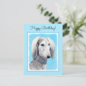 Schilderen van Saluki (zilver) - Kute Original Dog Briefkaart (Staand voorkant)