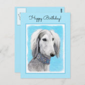 Schilderen van Saluki (zilver) - Kute Original Dog Briefkaart (Voorkant / Achterkant)