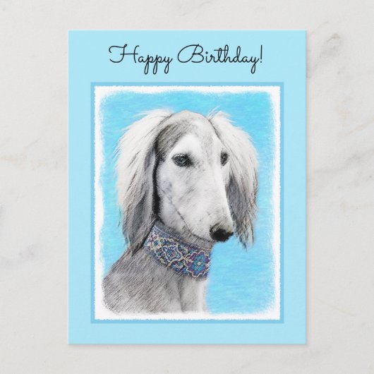 Schilderen van Saluki (zilver) - Kute Original Dog Briefkaart (Voorkant)