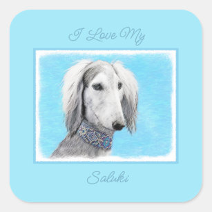 Schilderen van Saluki (zilver) - Kute Original Dog Vierkante Sticker