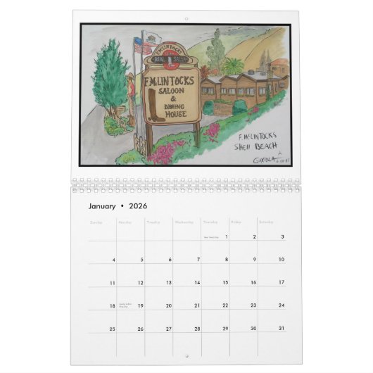 Schilderen van San Luis Obispo Kalender (Jan 2026)