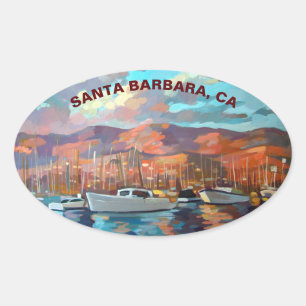 Schilderen van Santa Barbara Marina Ovale Sticker