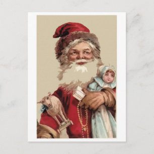 Schilderen van Santaclaus en speelgoed Feestdagenkaart