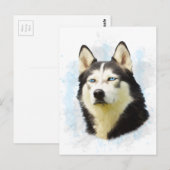 Schilderen van siberische hondjes voor de kleur va briefkaart (Voorkant / Achterkant)