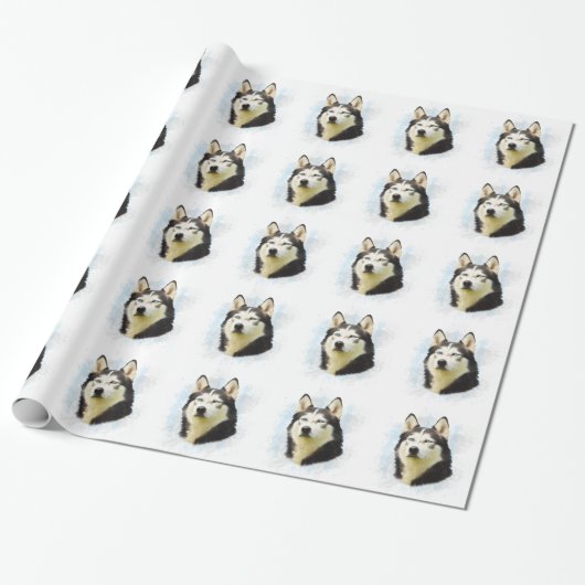 Schilderen van siberische hondjes voor de kleur va cadeaupapier (Uitgerold)