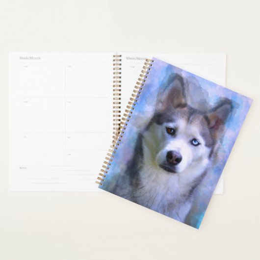 Schilderen van siberische hondjes voor de kleur va planner (Display)