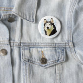 Schilderen van siberische hondjes voor de kleur va ronde button 5,7 cm (In situ)