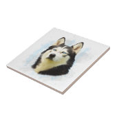 Schilderen van siberische hondjes voor de kleur va tegeltje (Zijkant)