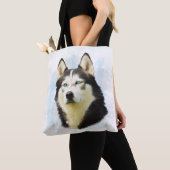 Schilderen van siberische hondjes voor de kleur va tote bag (Dichtbij)