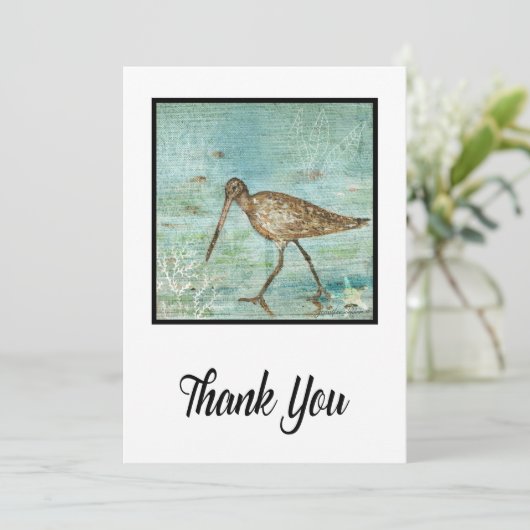 Schilderen van snuitvogel op de kust bedankkaart (Staand voorkant)