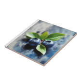 Schilderen van twee bosbessen met groene bladeren tegeltje (Zijkant)