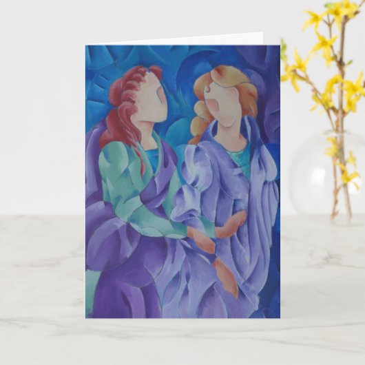 Schilderen van twee meisjes - kaart (Gele Bloem)