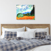 Schilderen van Van Gogh, Wheatfield met Cypress Tr Canvas Afdruk (Insitu (Slaapkamer))