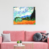 Schilderen van Van Gogh, Wheatfield met Cypress Tr Canvas Afdruk (Insitu (Woonkamer))