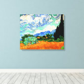 Schilderen van Van Gogh, Wheatfield met Cypress Tr Canvas Afdruk (Insitu (Houten vloer))