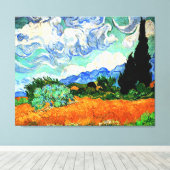 Schilderen van Van Gogh, Wheatfield met Cypress Tr Canvas Afdruk (Insitu (Houten vloer))
