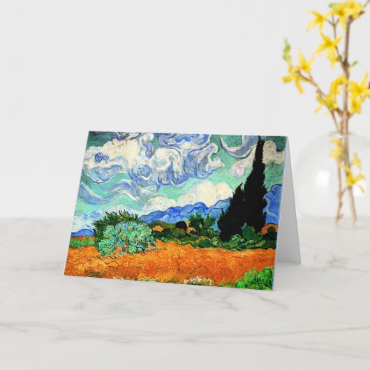 Schilderen van Van Gogh, Wheatfield met Cypress Tr Kaart (Gele Bloem)