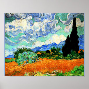 Schilderen van Van Gogh, Wheatfield met Cypress Tr Poster