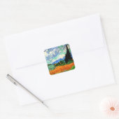 Schilderen van Van Gogh, Wheatfield met Cypress Tr Vierkante Sticker (Envelop)